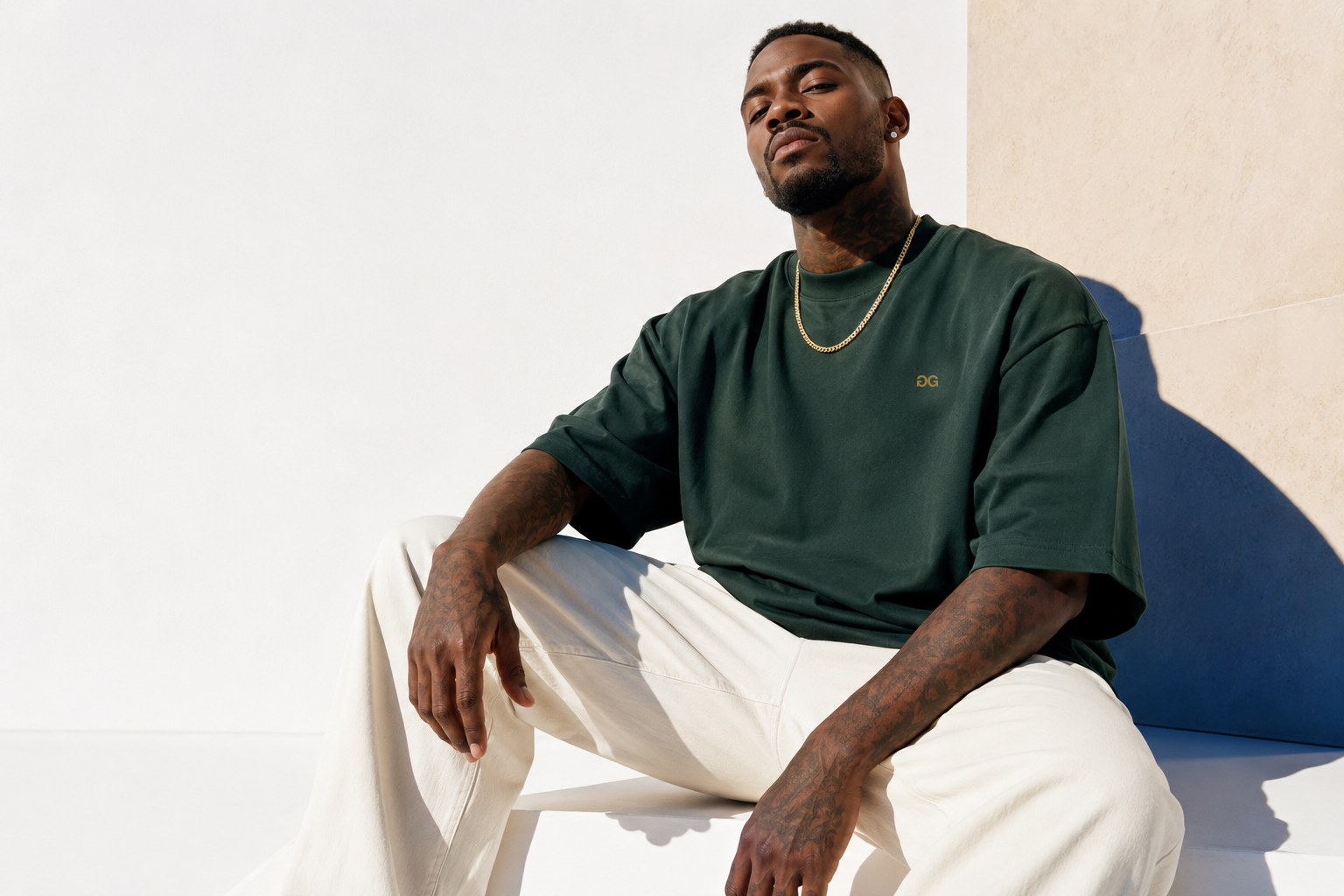 Gandja Godz forest green heavyweight tee campaign
